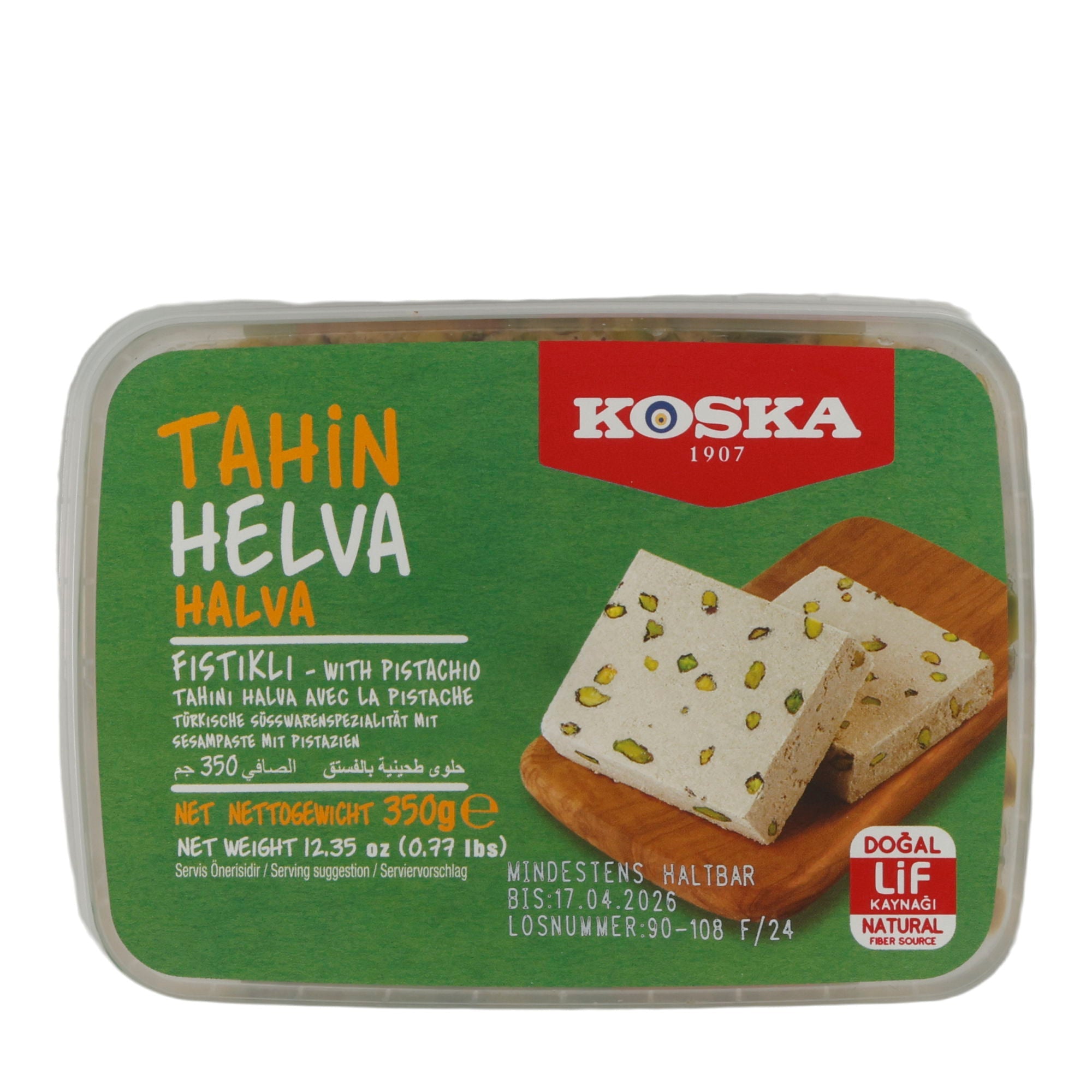 Sesampaste Koska Tahin Helva mit Pistazien | Süßspeise | Traditionelle türkische Süßware | 350 g KOSKA